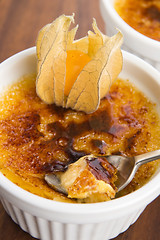 Image showing French dessert - cream brulee, burnt cream 