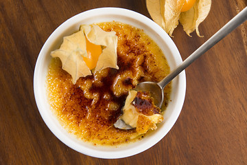 Image showing French dessert - cream brulee, burnt cream 