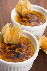 Image showing French dessert - cream brulee, burnt cream 