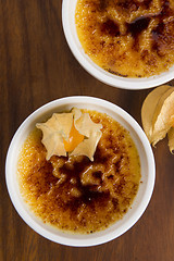 Image showing French dessert - cream brulee, burnt cream 