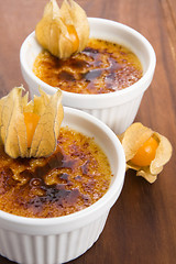 Image showing French dessert - cream brulee, burnt cream 