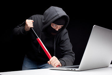 Image showing Computer hacker in a balaclava