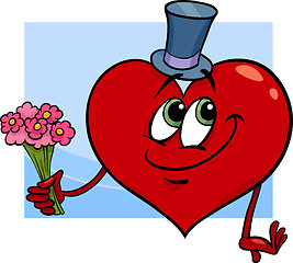 Image showing valentine heart with flowers cartoon