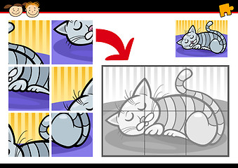 Image showing cartoon sleeping cat jigsaw game