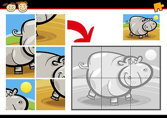 Image showing cartoon hippo jigsaw puzzle game