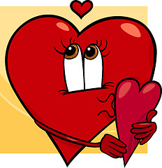 Image showing heart with valentine card cartoon