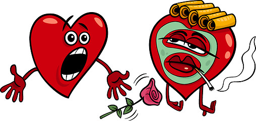 Image showing two hearts cartoon illustration