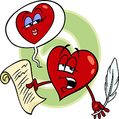 Image showing heart reading love poem cartoon