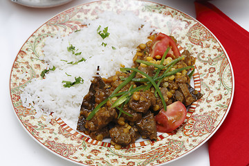 Image showing Lamb and split pea curry meal