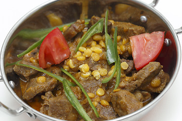 Image showing Lamb curry in kadai closeup