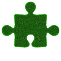 Image showing Green grass puzzle piece