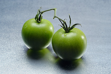 Image showing two green tomatoes