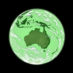 Image showing Australia on green Earth