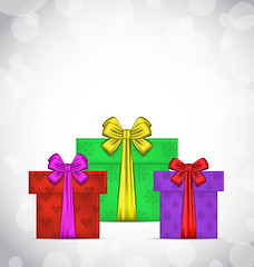 Image showing Set Christmas gift boxes on light background