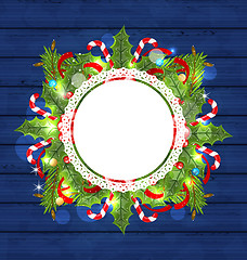 Image showing Christmas holiday decoration with greeting card