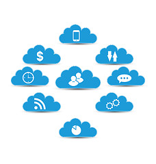 Image showing Cloud computing and technology, infographic design elements