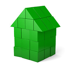 Image showing Green house made of cubes