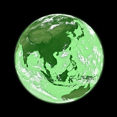 Image showing Southeast Asia on green Earth
