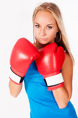 Image showing Pretty girl with boxing gloves