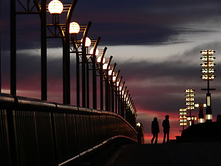 Image showing walking couple and evening sky