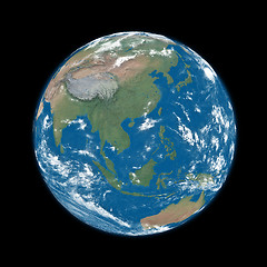 Image showing Southeast Asia on blue Earth