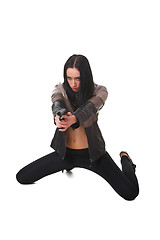 Image showing Beautiful sexy girl with gun