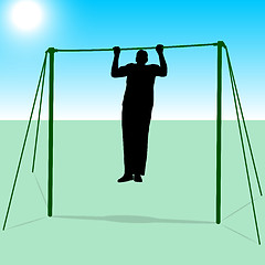 Image showing Silhouette of an athlete on the horizontal bar. Vector illustrat