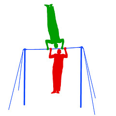 Image showing Silhouette of an athlete on the horizontal bar. Vector illustrat