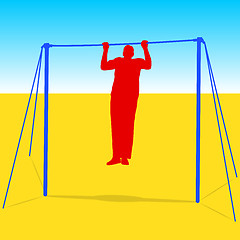 Image showing Silhouette of an athlete on the horizontal bar. Vector illustrat