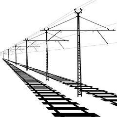 Image showing Railroad overhead lines. Contact wire. Vector illustration.