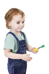 Image showing girl with brush and green paint