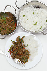 Image showing Spiced lamb with chillies from above