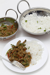 Image showing Spiced lamb curry dinner