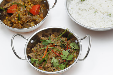 Image showing Lamb curries with rice