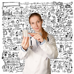 Image showing Doctor woman with cup for analysis