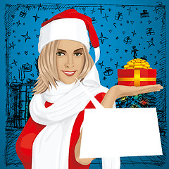 Image showing Vector Woman Waiting For Christmas