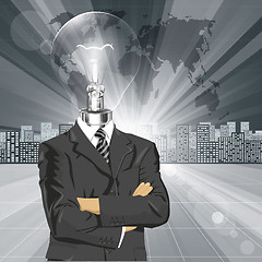 Image showing Lamp Head Businessman In Suit