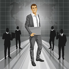 Image showing Vector Businessman With Laptop