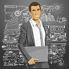 Image showing Vector Businessman With Laptop