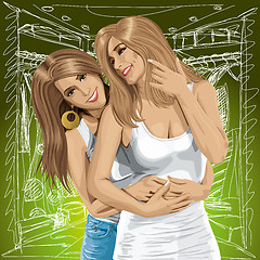 Image showing Vector Women Gay Couple Looking on Camera