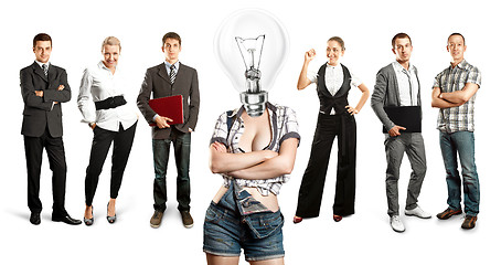 Image showing Business Team With Lamp Head