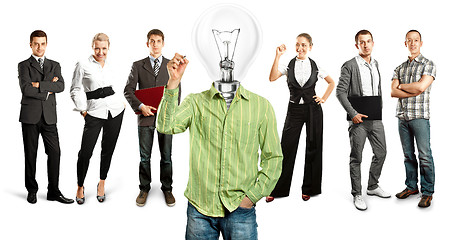 Image showing Business Team With Lamp Head