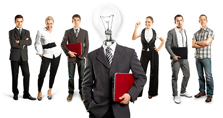 Image showing Business Team With Lamp Head