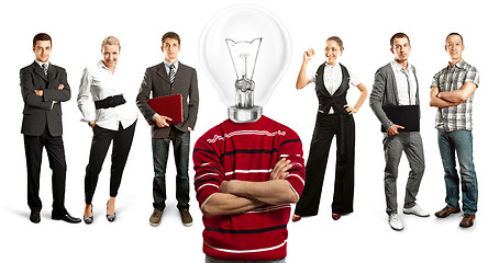 Image showing Business Team With Lamp Head