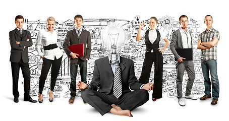 Image showing Business Team With Lamp Head