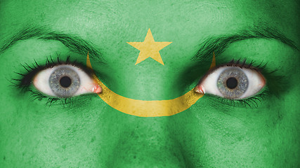 Image showing Close up of eyes with flag