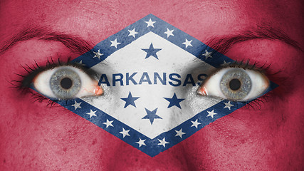 Image showing Close up of eyes with flag