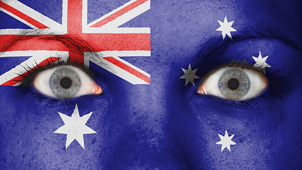 Image showing Close up of eyes with flag