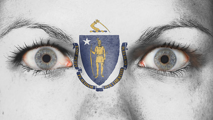 Image showing Close up of eyes with flag