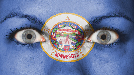 Image showing Close up of eyes with flag